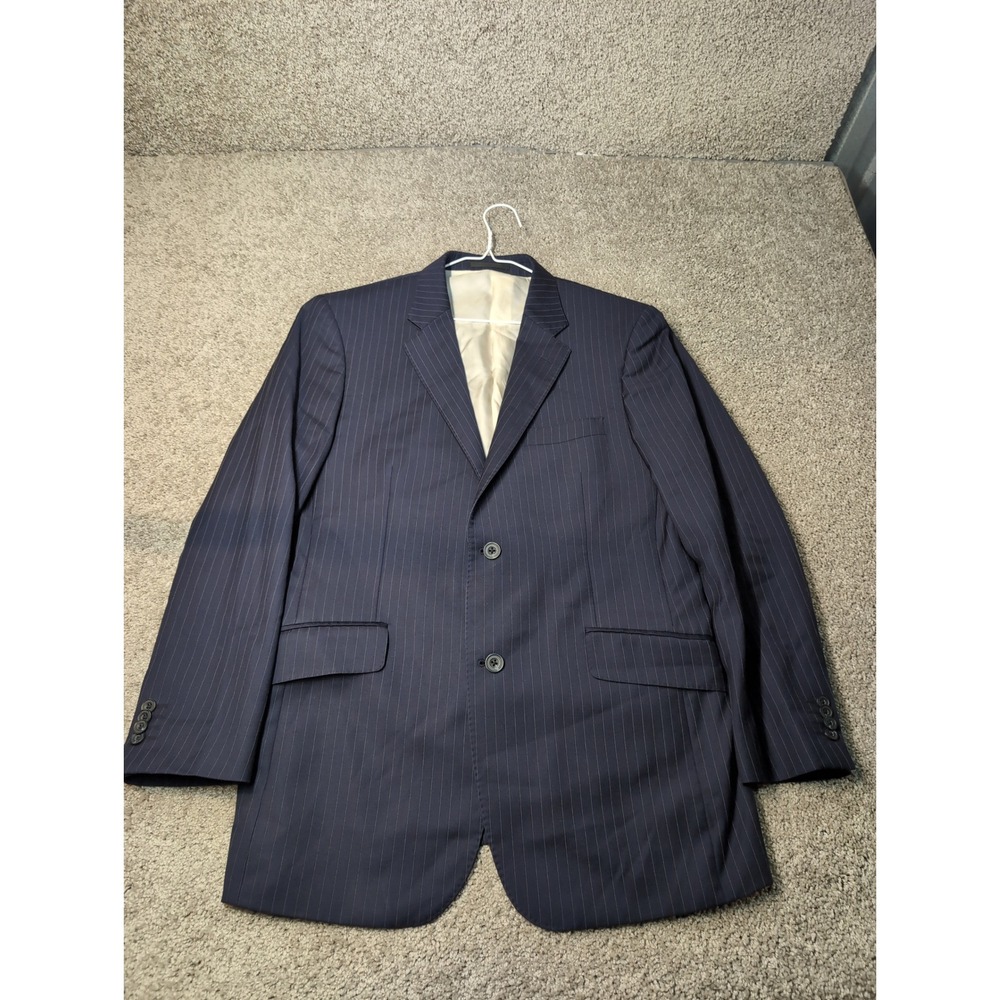 TM Lewin Mens Navy Pinstripe Blazer Super 120s Merino Wool Suit Jacket 42R